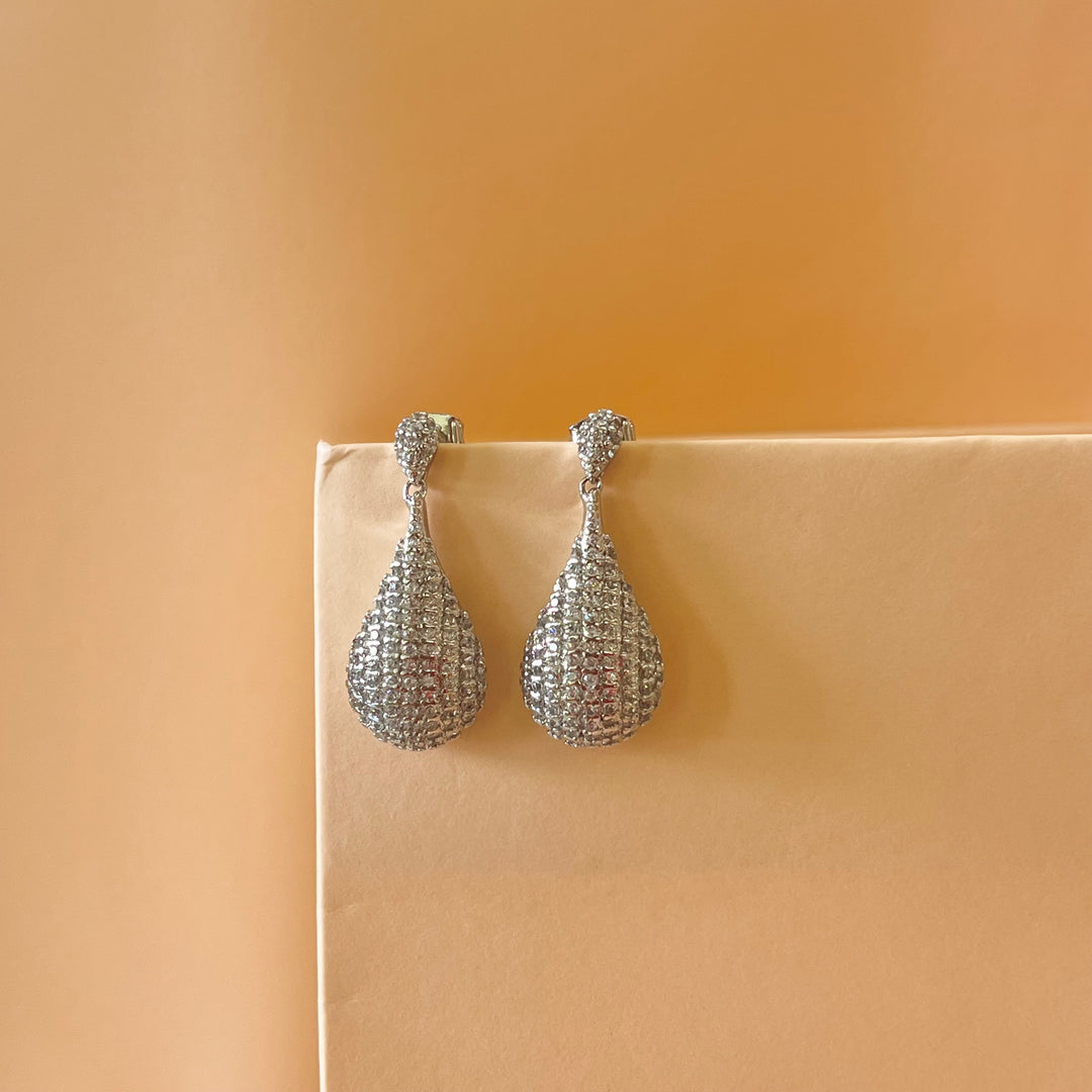 Silver zircone teardrop earrings