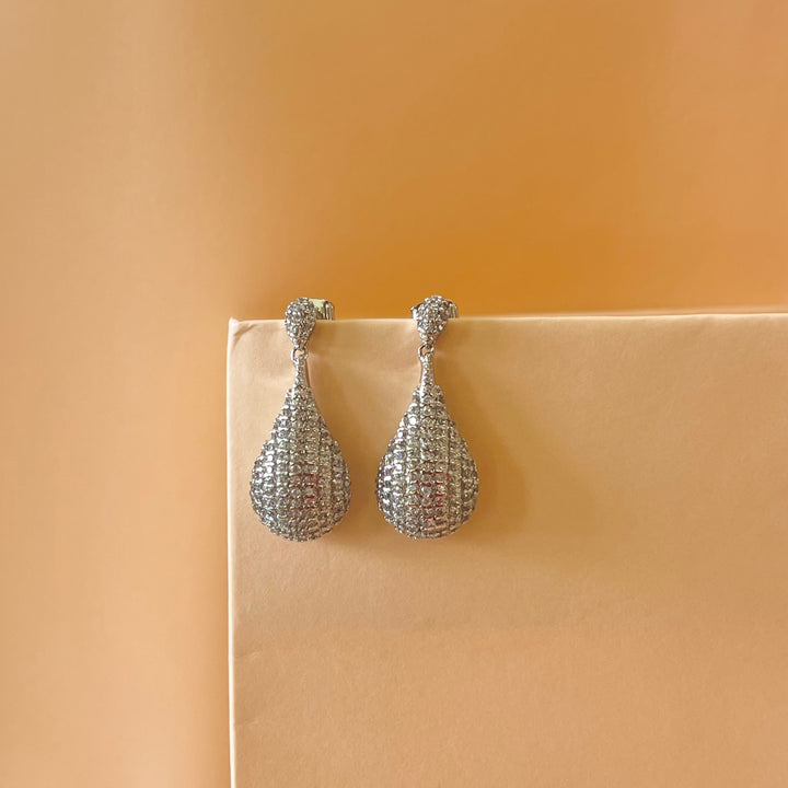 Silver zircone teardrop earrings