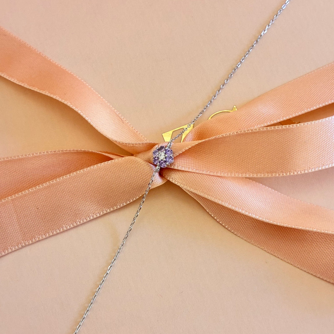 Dainty flower lilac sterling silver bracelet