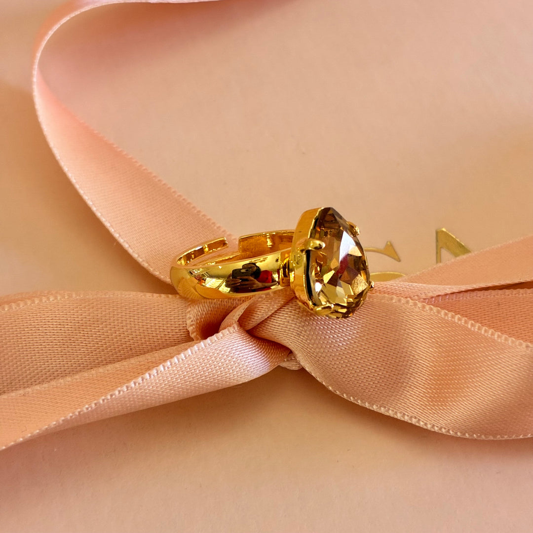 Bronze and light pink Swarovski crystals gold plated set