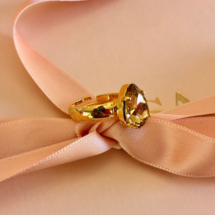 Bronze and light pink Swarovski crystals gold plated set