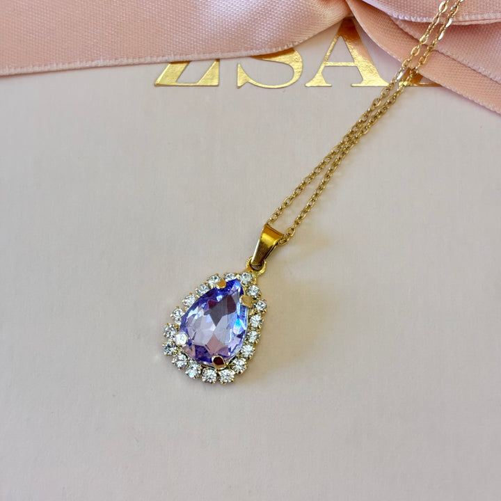 Teardrop lilac Preciosa crystals gold plated set