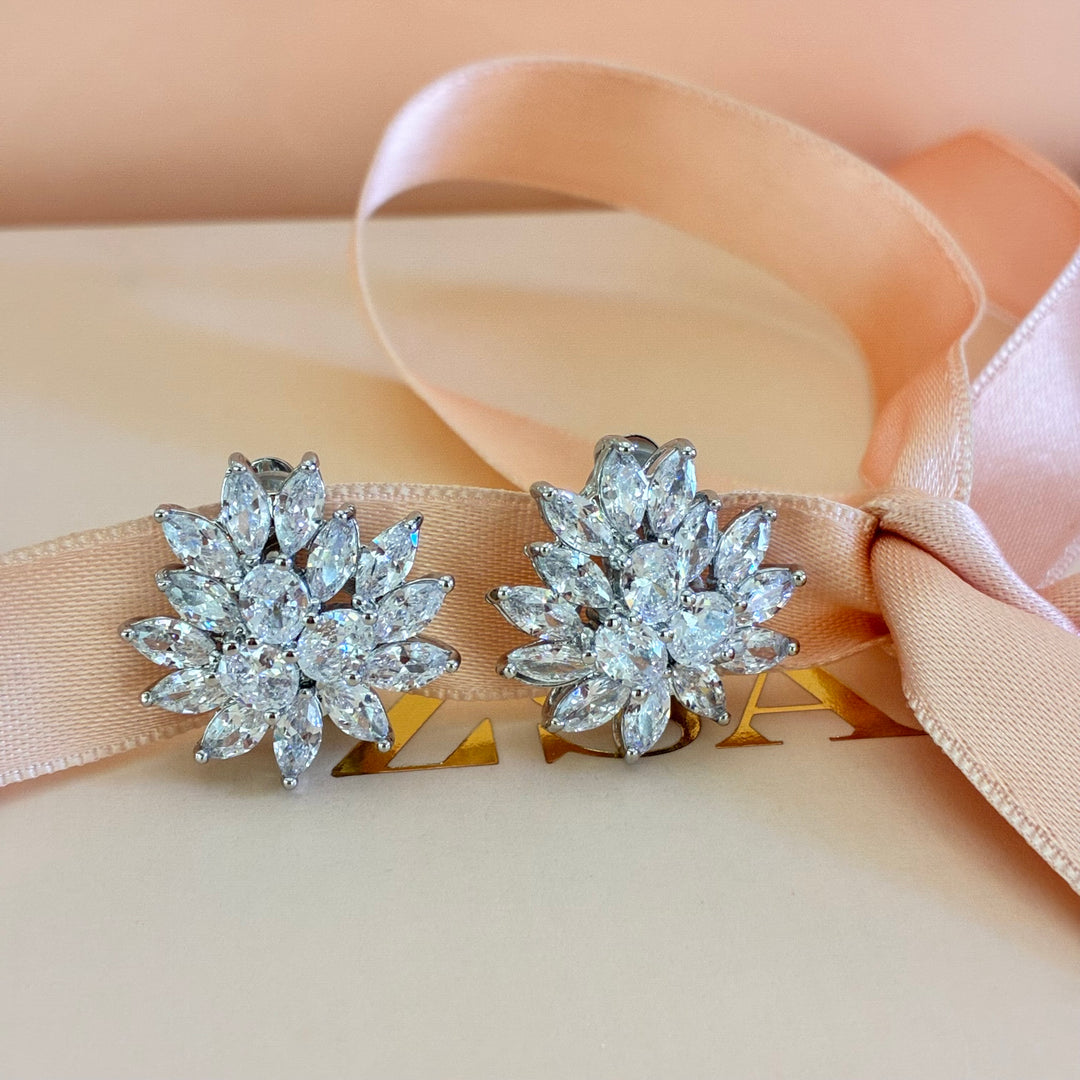 Marquise zircone silver clip on