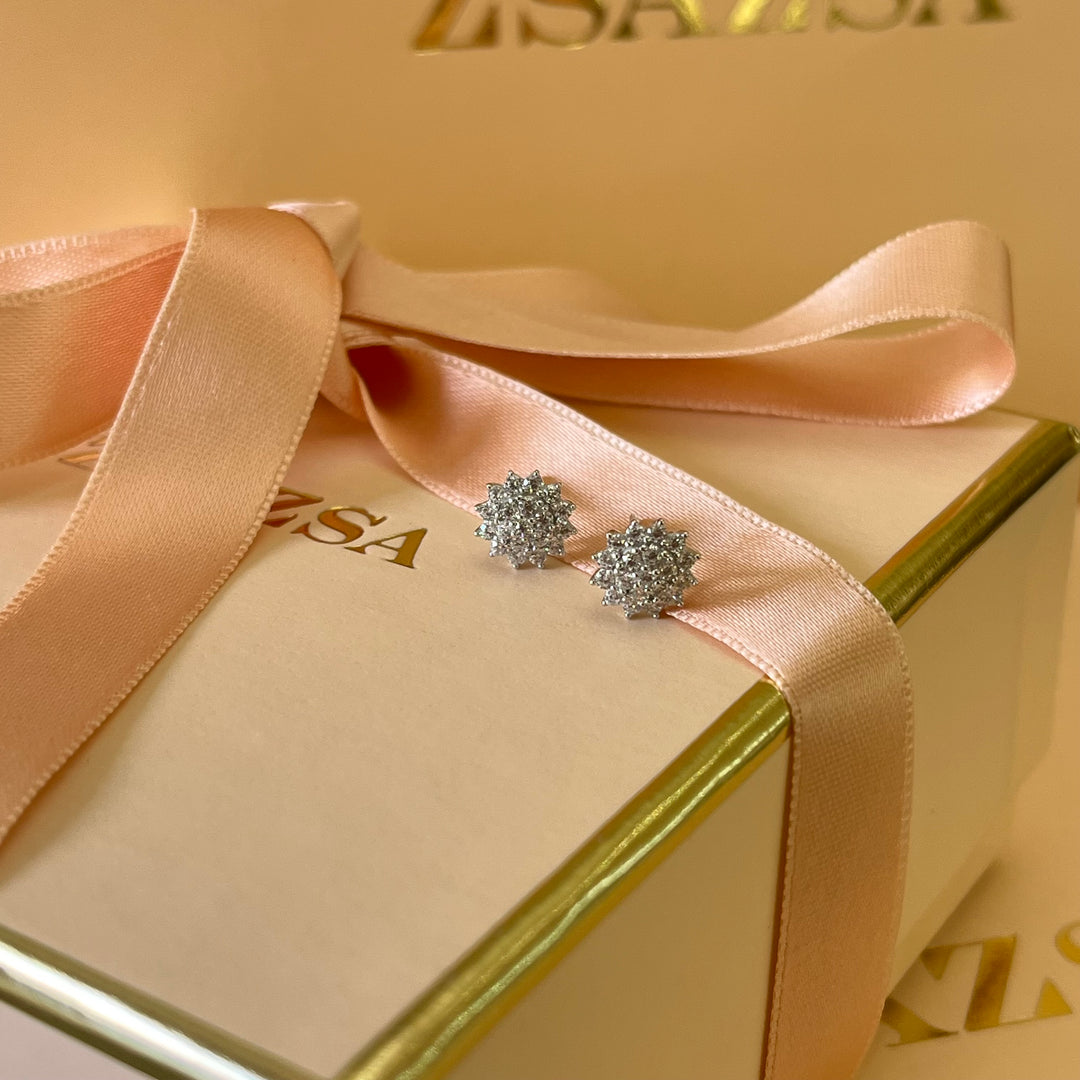 Sunflower zircone silver studs