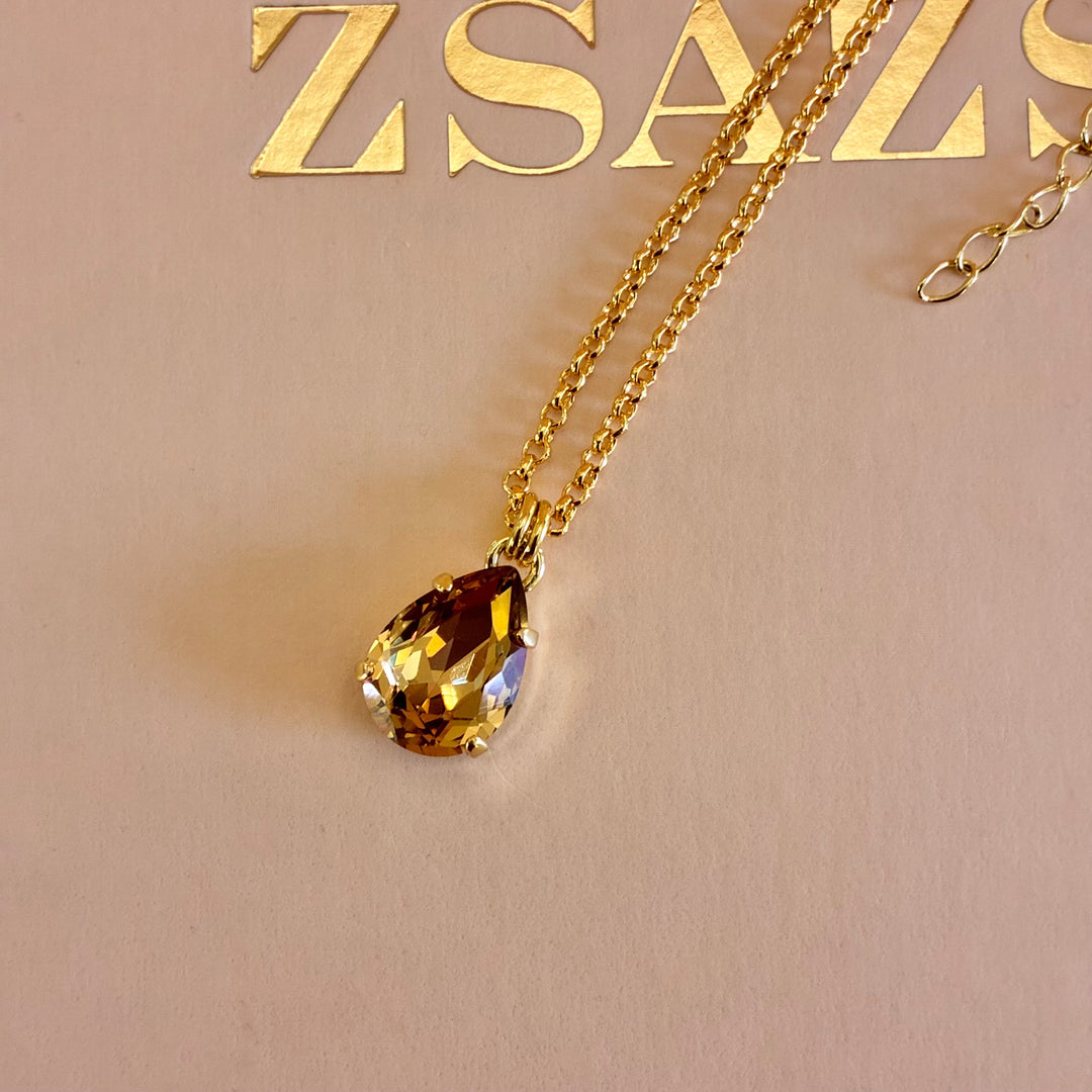 Bronze and light pink Swarovski crystals gold plated set