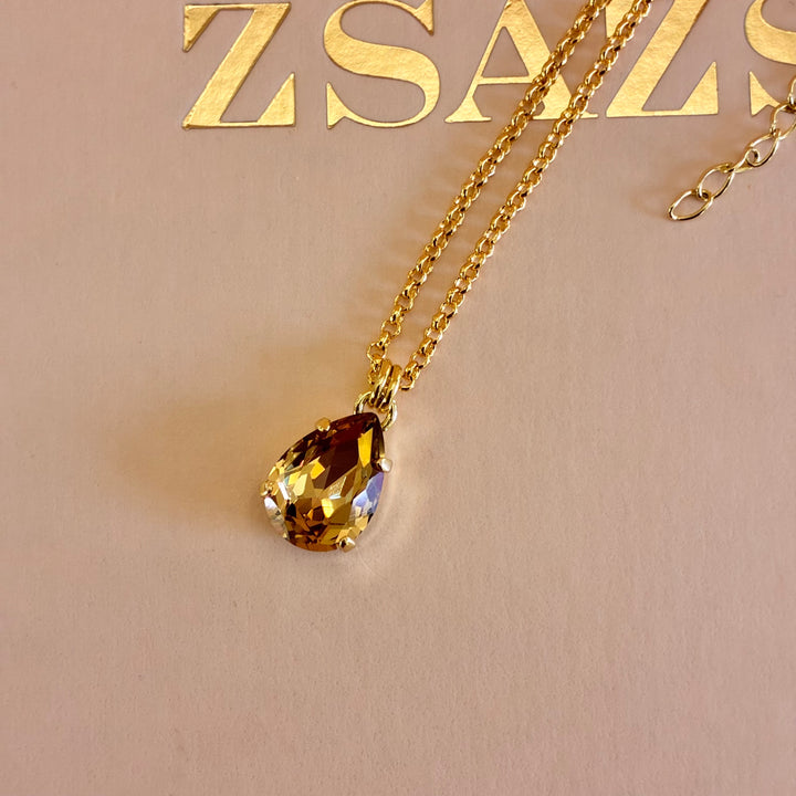 Bronze and light pink Swarovski crystals gold plated set