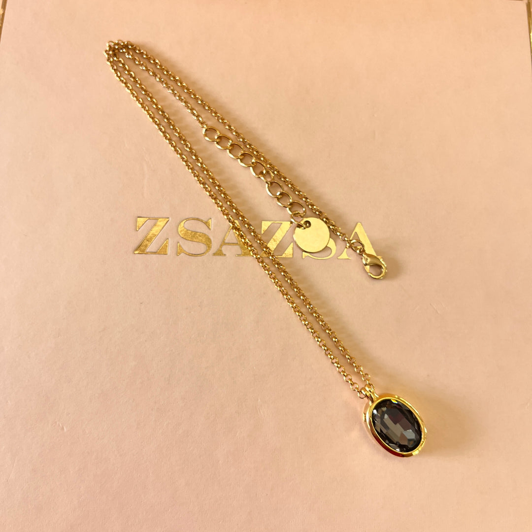 Grey oval preciosa crystal pendant