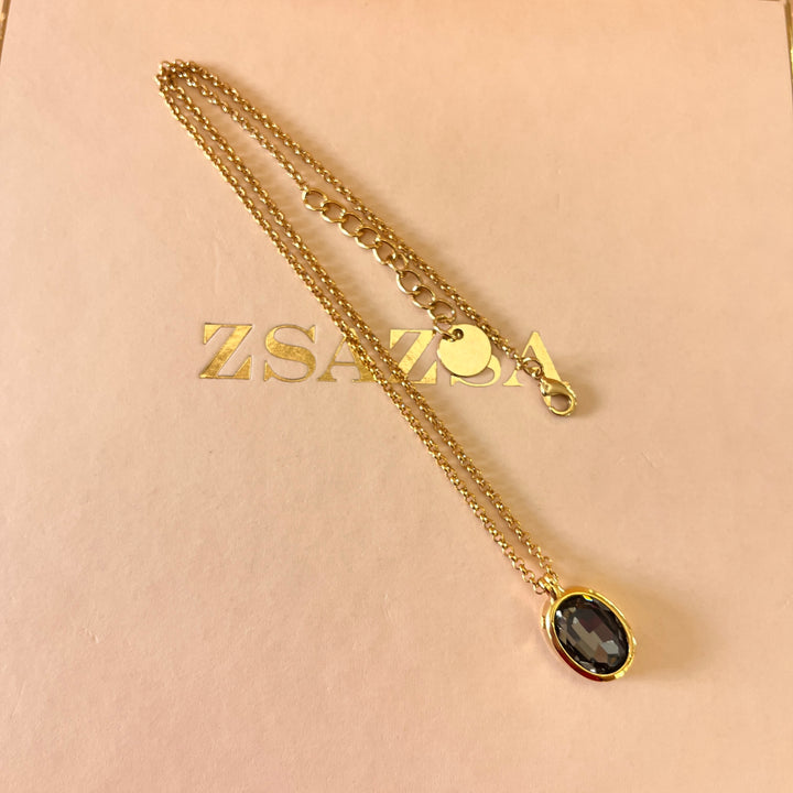 Grey oval preciosa crystal pendant