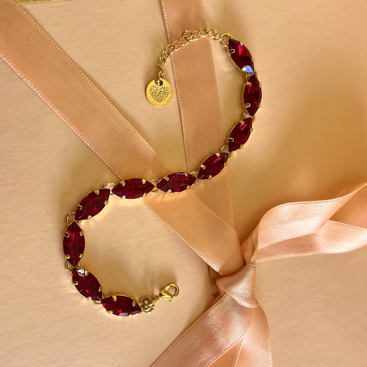 Dark red and mauve Swarovski Crystals set