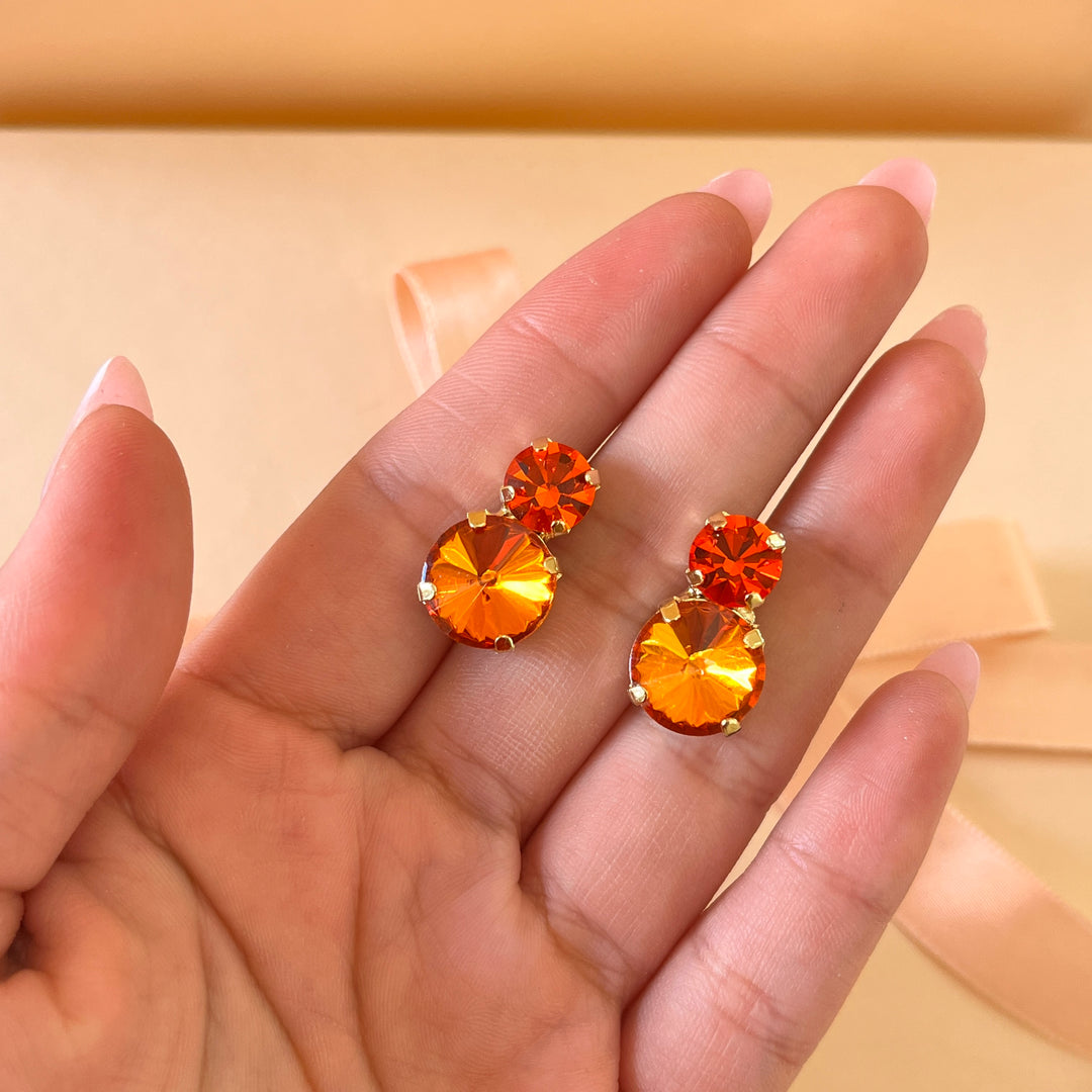 Orange Swarovski crystals studs