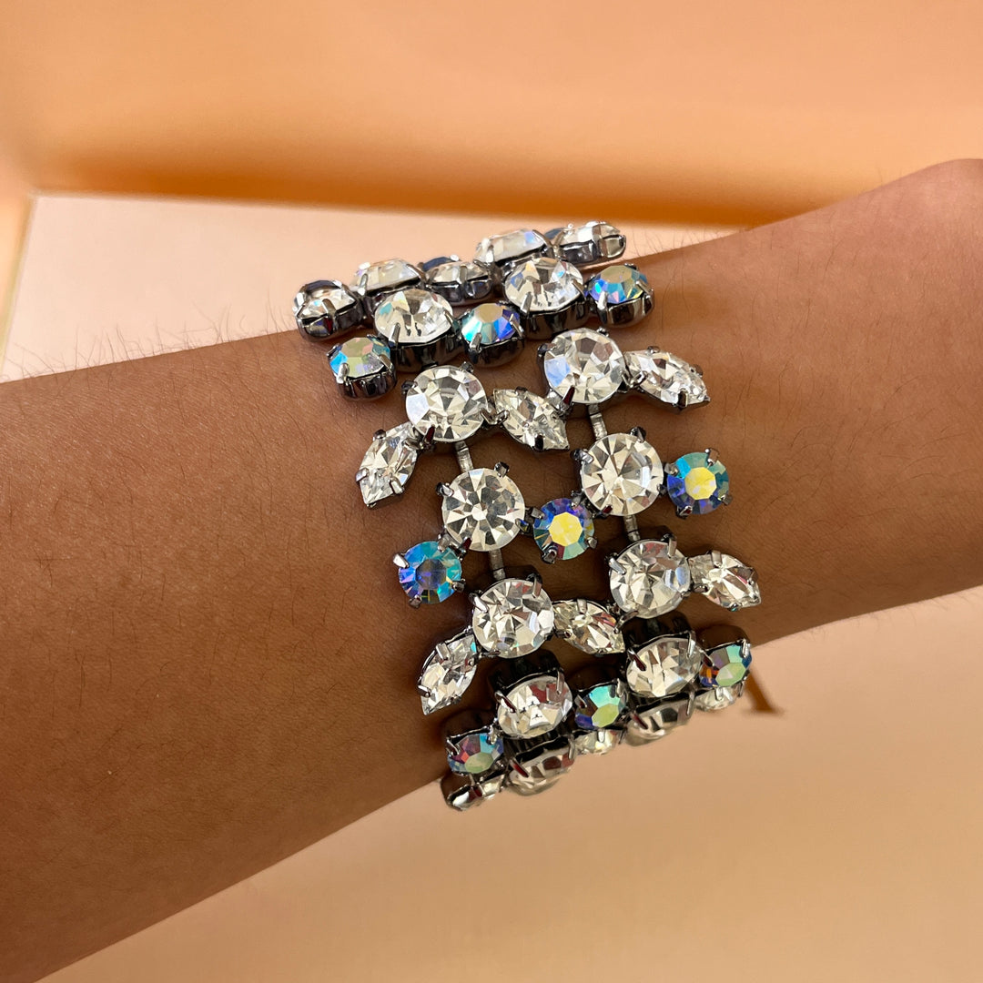 Iridescent turquoise Swarovski crystals bracelet