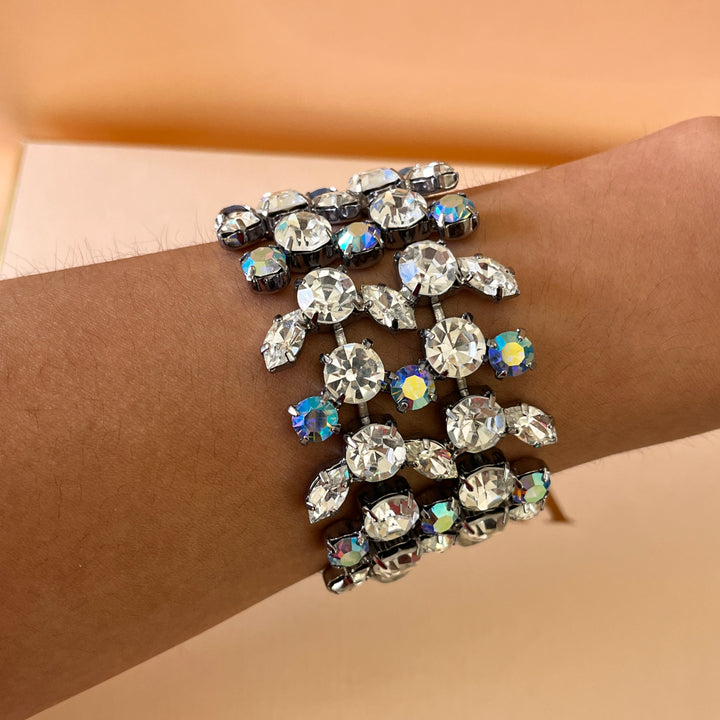 Iridescent turquoise Swarovski crystals bracelet