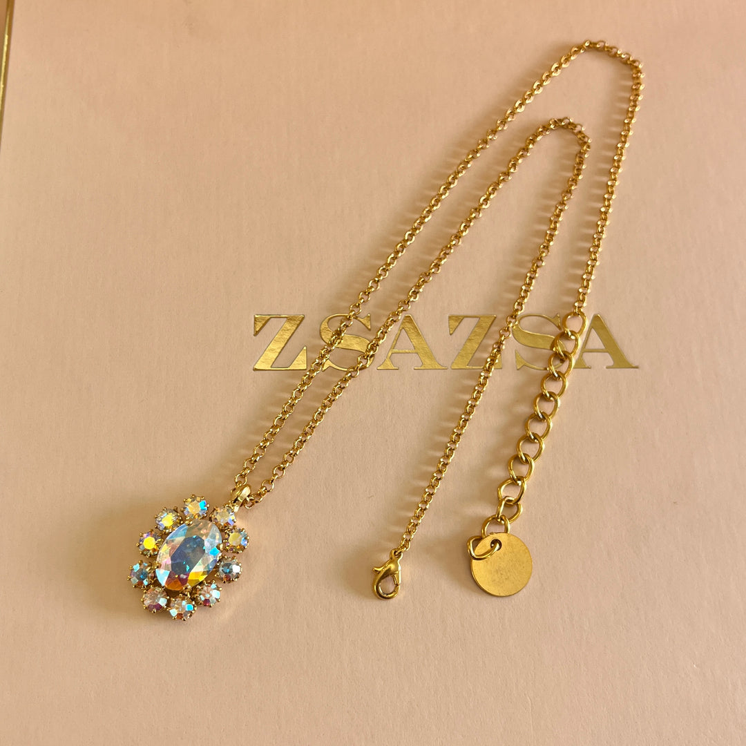 Aurora borealis Swarovski Crystals pendant and ring