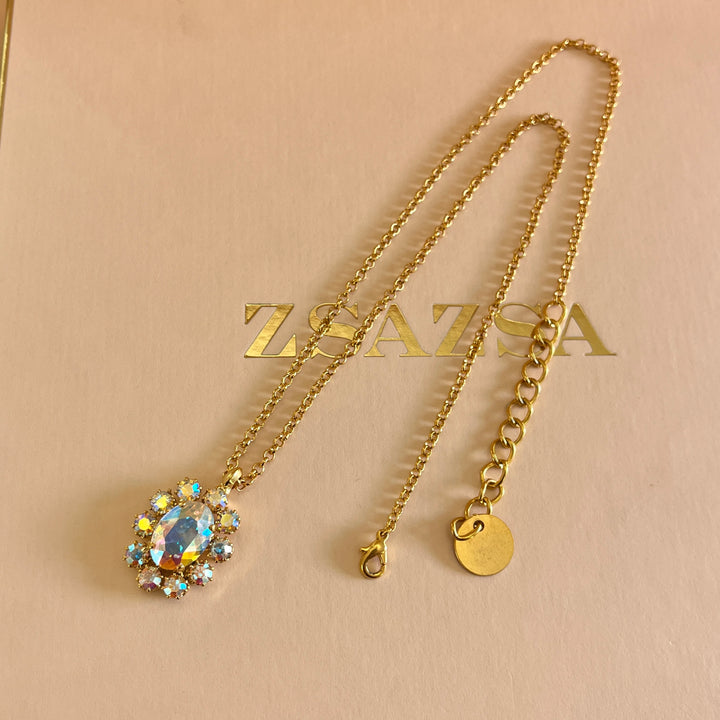 Aurora borealis Swarovski Crystals pendant and ring