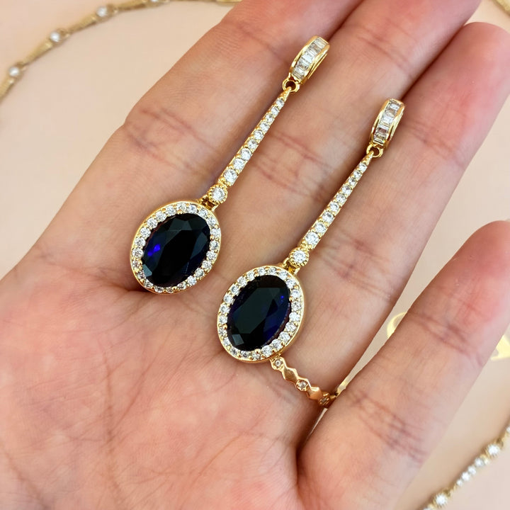 Navy blue zircone gold plated set