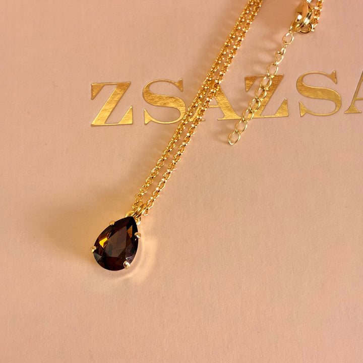 Brown teardrop Swarovski crystals pendant