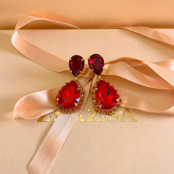 Red Swarovski crystals earrings