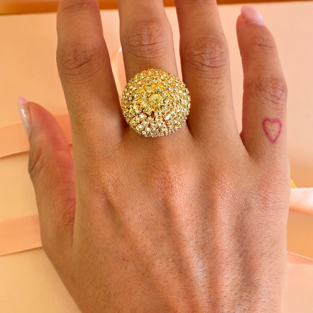 Mint Swarovski crystals gold plated ring