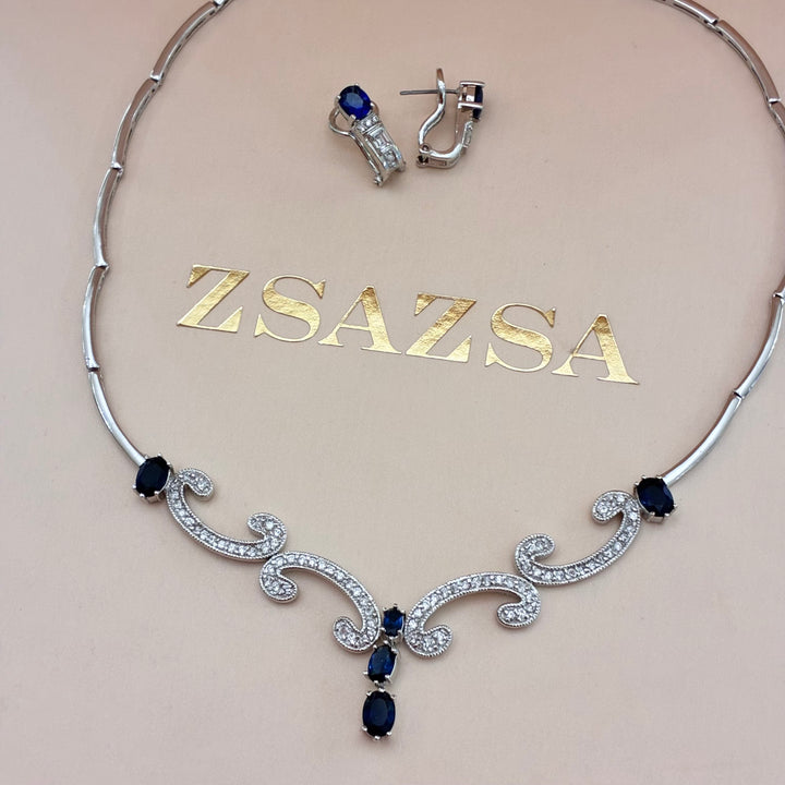 Classic navy blue and royal blue silver set
