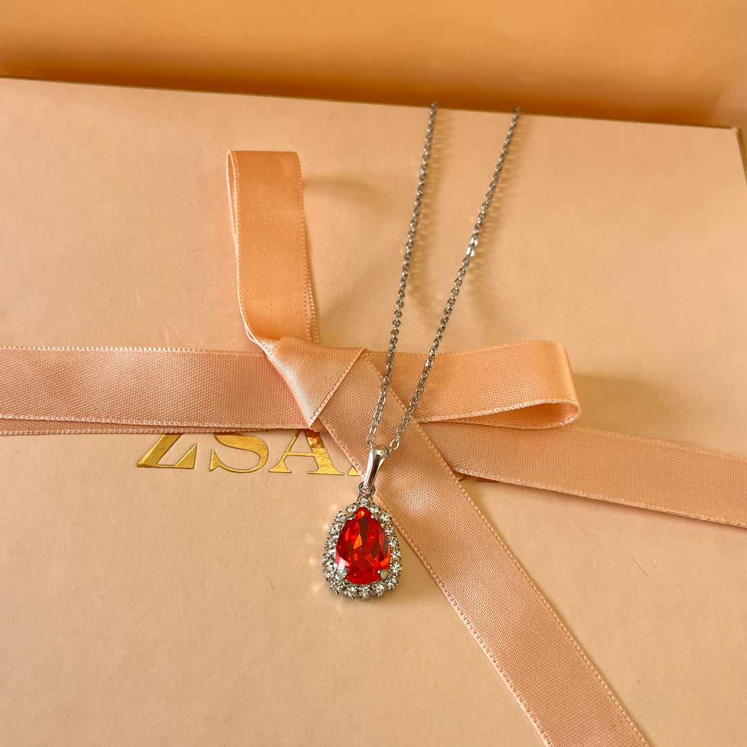 Orange teardrop preciosa crystals set