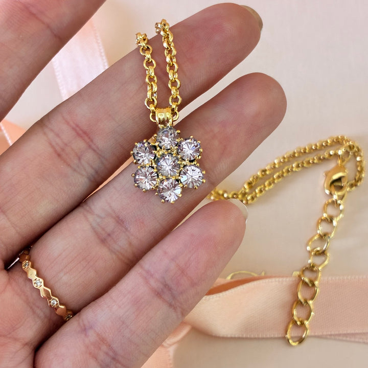 Lilac Preciosa crystals gold plated flower set