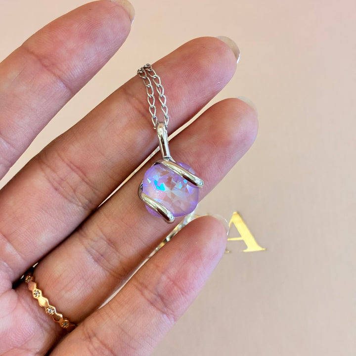 Murano lilac pendant silver set