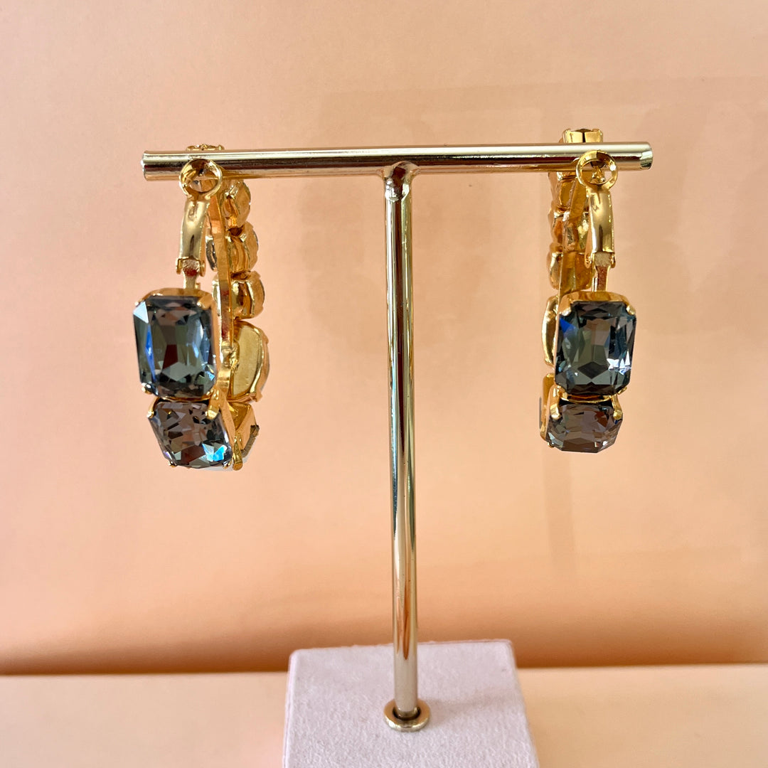 White and grey preciosa crystals hoops