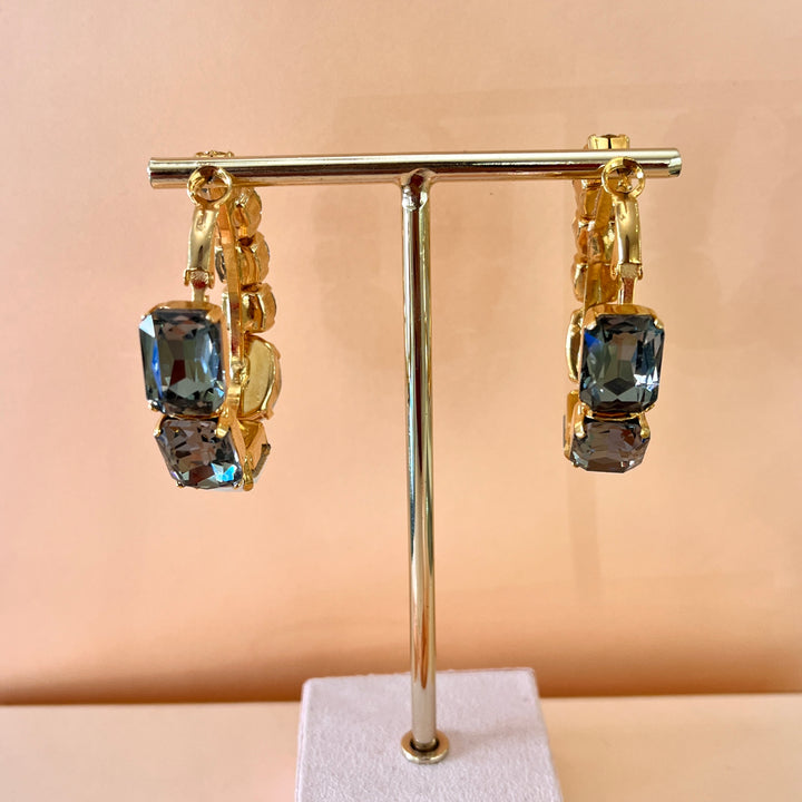 White and grey preciosa crystals hoops