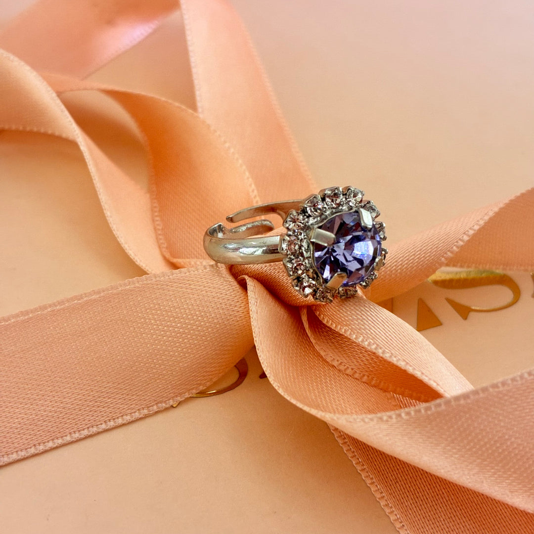 Lilac dainty Preciosa crystals silver set