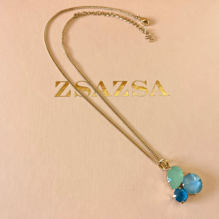 Turquoise and mint Swarovski crystals pendant