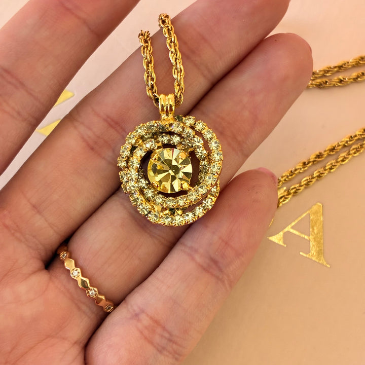 Mint Swarovski crystals gold plated pendant