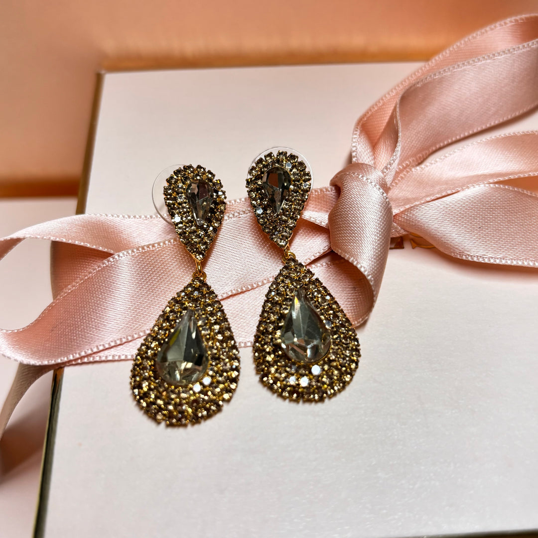 Double teardrop brown earrings