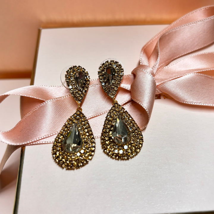 Double teardrop brown earrings