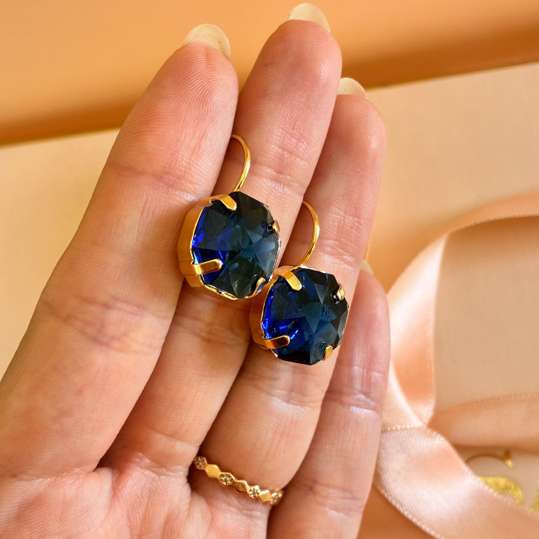 Navy blue Swarovski crystals hooks