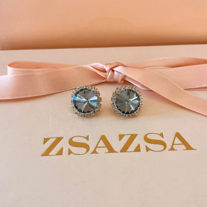 Grey round preciosa crystals studs