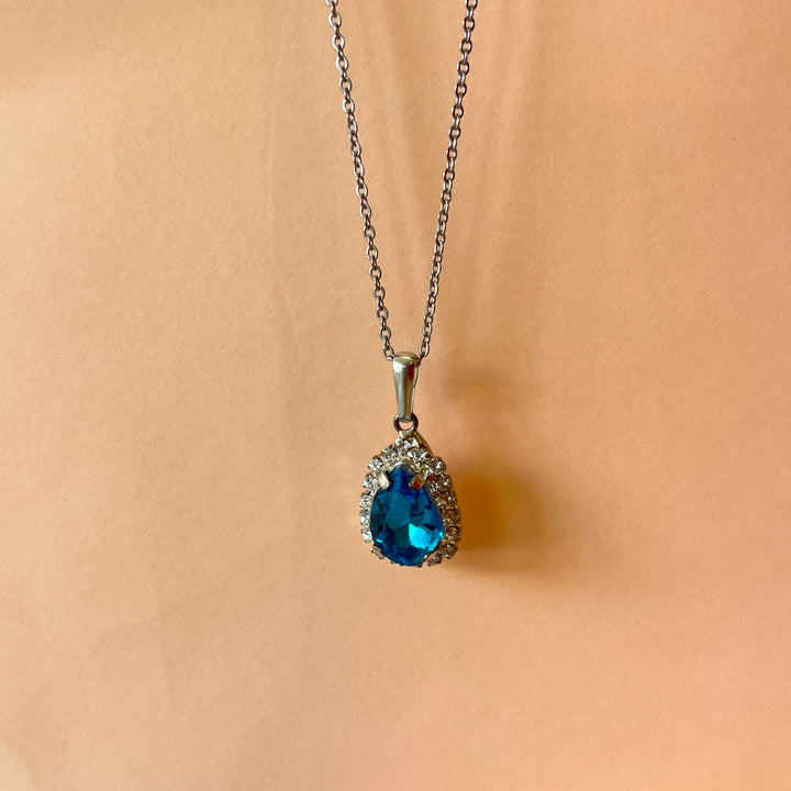 Turquoise teardrop preciosa crystals pendant