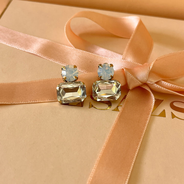 White Swarovski crystals studs