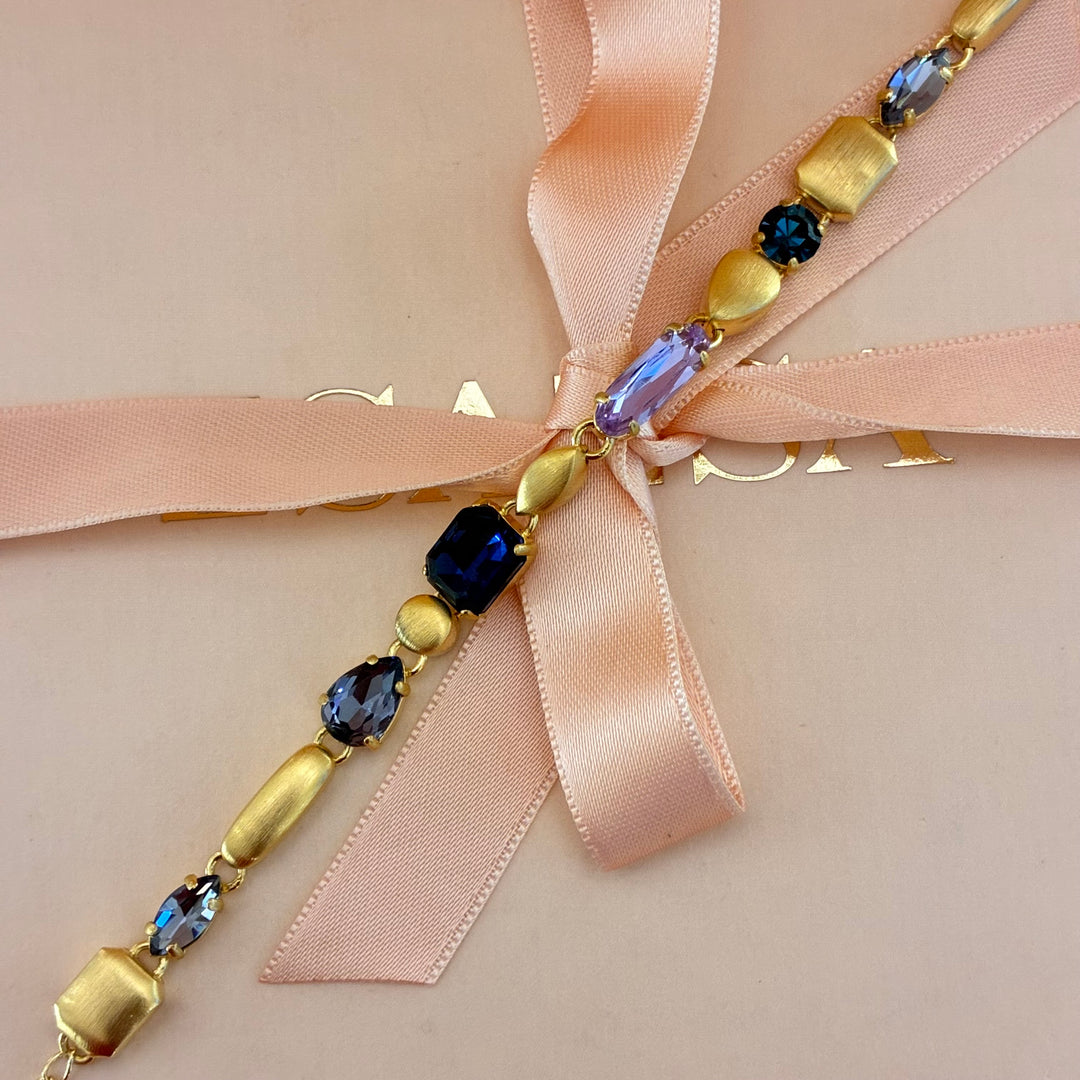 Mixed blue and purple Swarovski crystals set