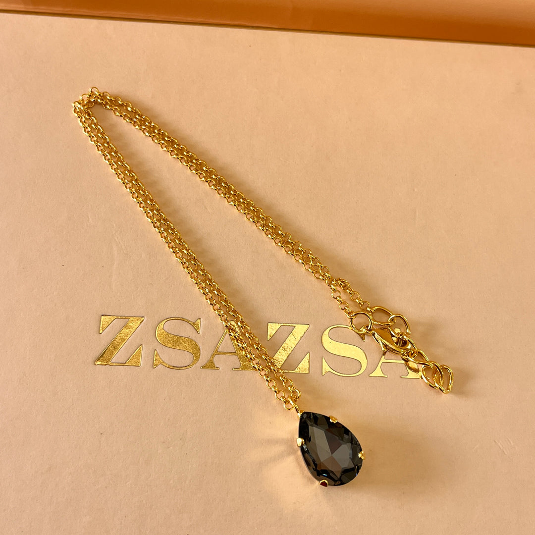 Grey teardrop Preciosa crystals set