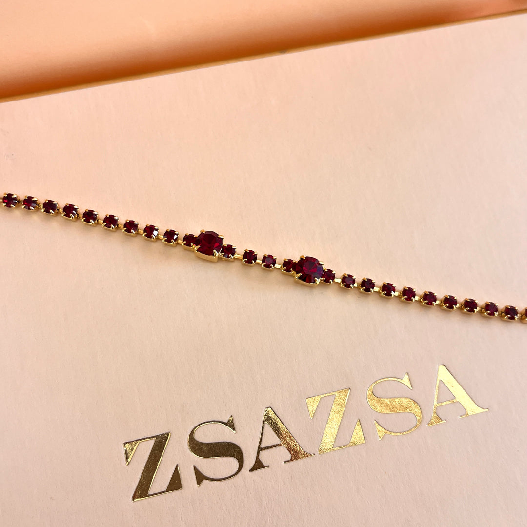 Dark red preciosa crystals bracelet