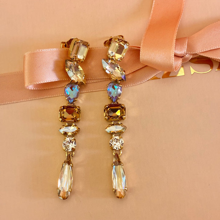 Champagne multistone long earrings