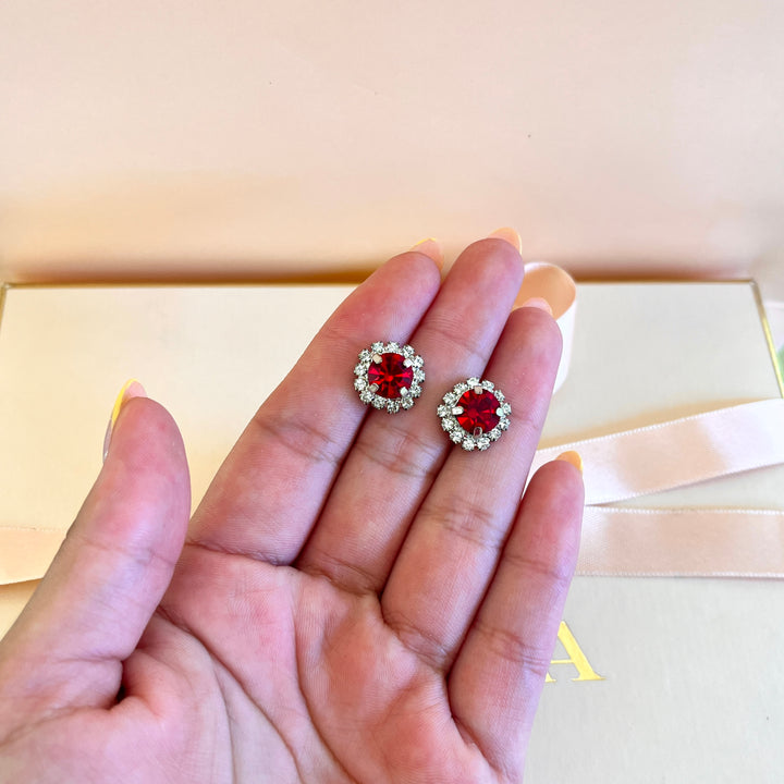 Red flower Swarovski crystals set