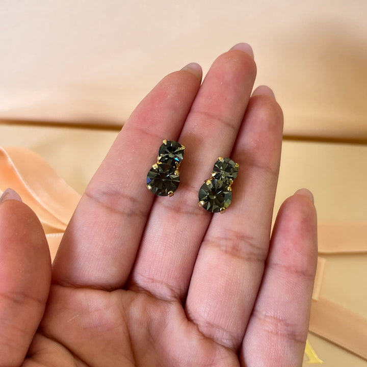 Grey double preciosa crystals studs
