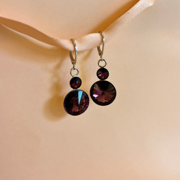 Purple Swarovski crystals hooks and bracelet