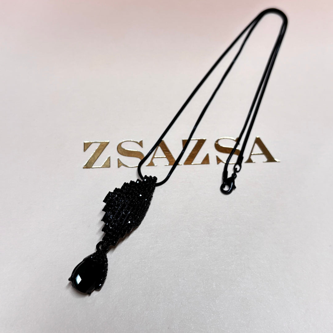 Teardrop Black rhinestone pendant