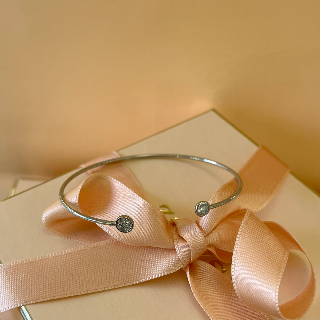 Silver zircone open bangle