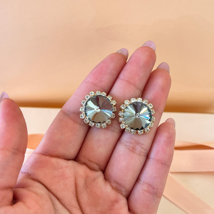 Grey round preciosa crystals studs