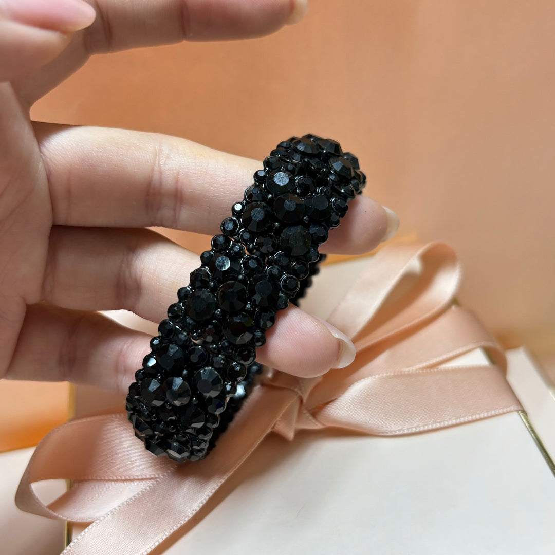 All black rhinestone bangle