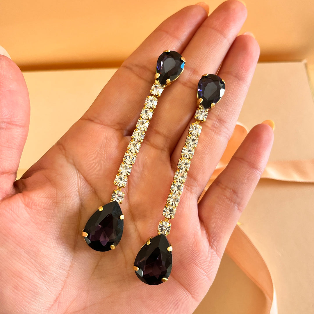 Dark purple teardrop Preciosa crystals set