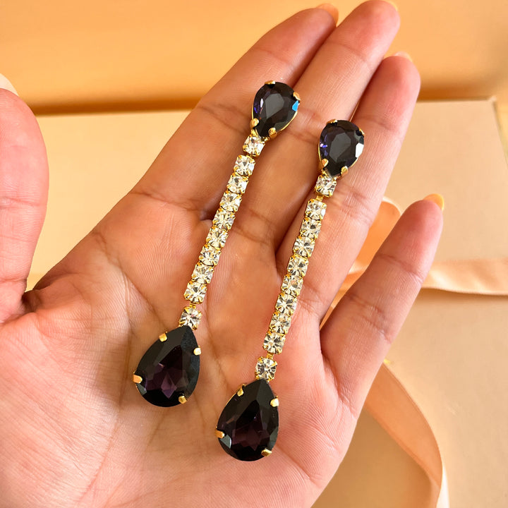 Dark purple teardrop Preciosa crystals set